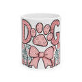 Dog Mom Pink Paw Ceramic Mug — Cute Floral 11oz/15oz Gift