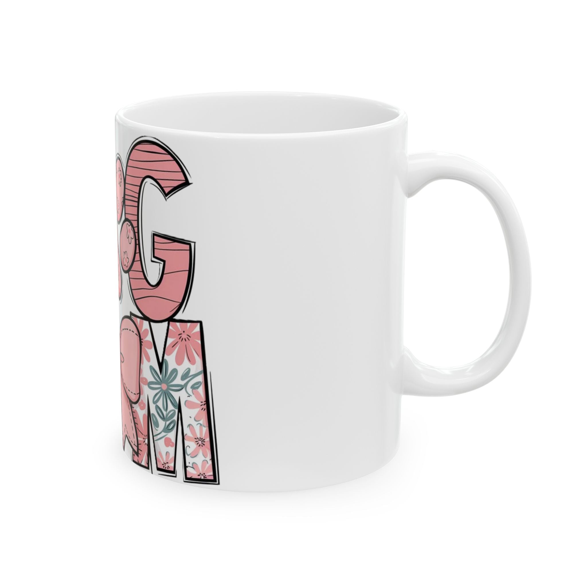Dog Mom Pink Paw Ceramic Mug — Cute Floral 11oz/15oz Gift