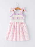 Butterfly Embroidery Smocking Bow Baby Girls Dress