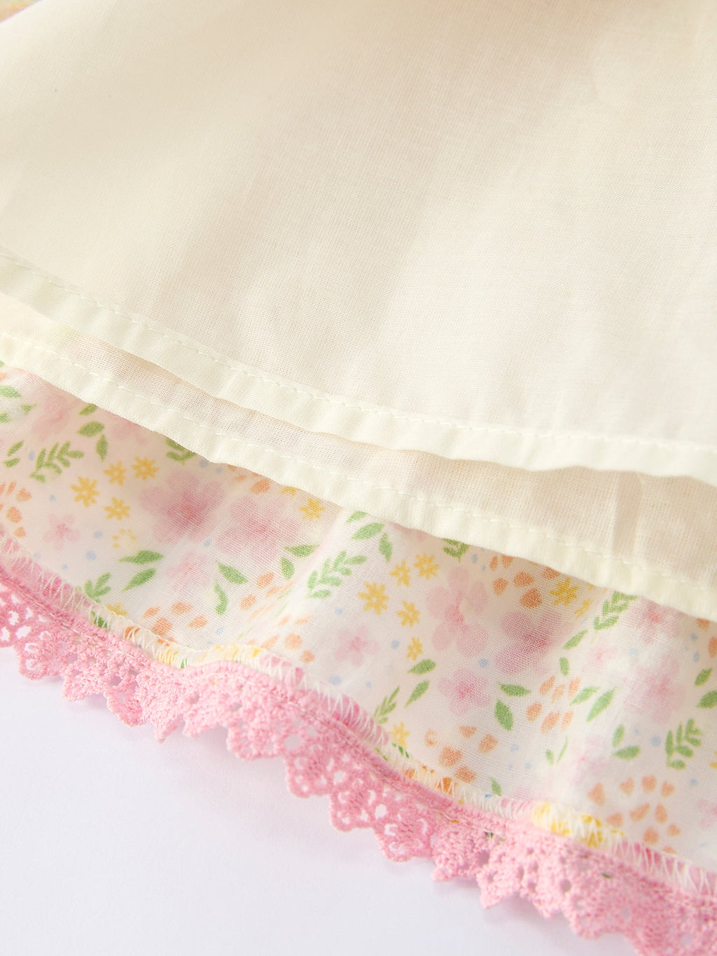 Spring Floral Girls Ruffle Dress With Bow Straw Hat Set