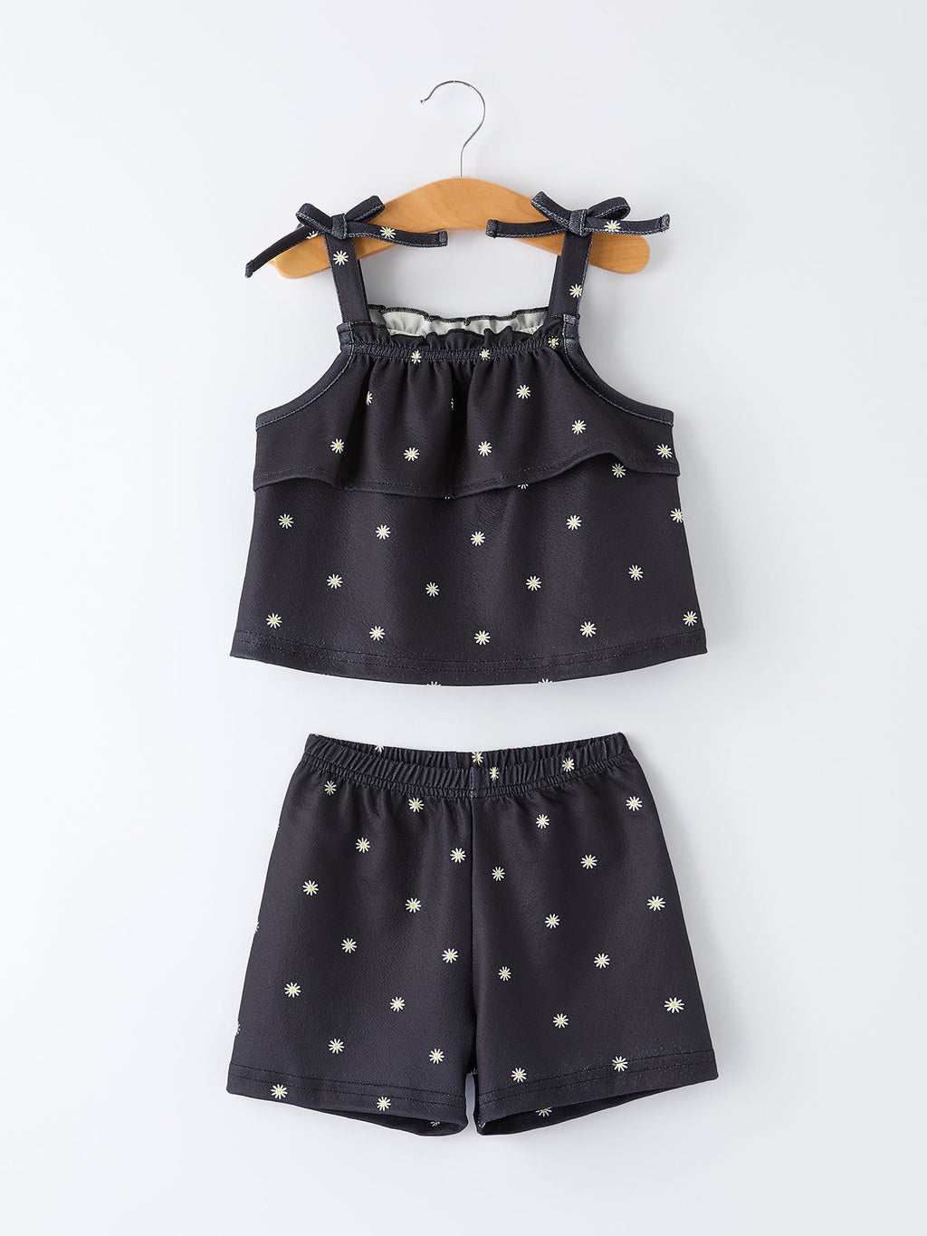 Summer Daisy  Girls Bow Ruffle Set