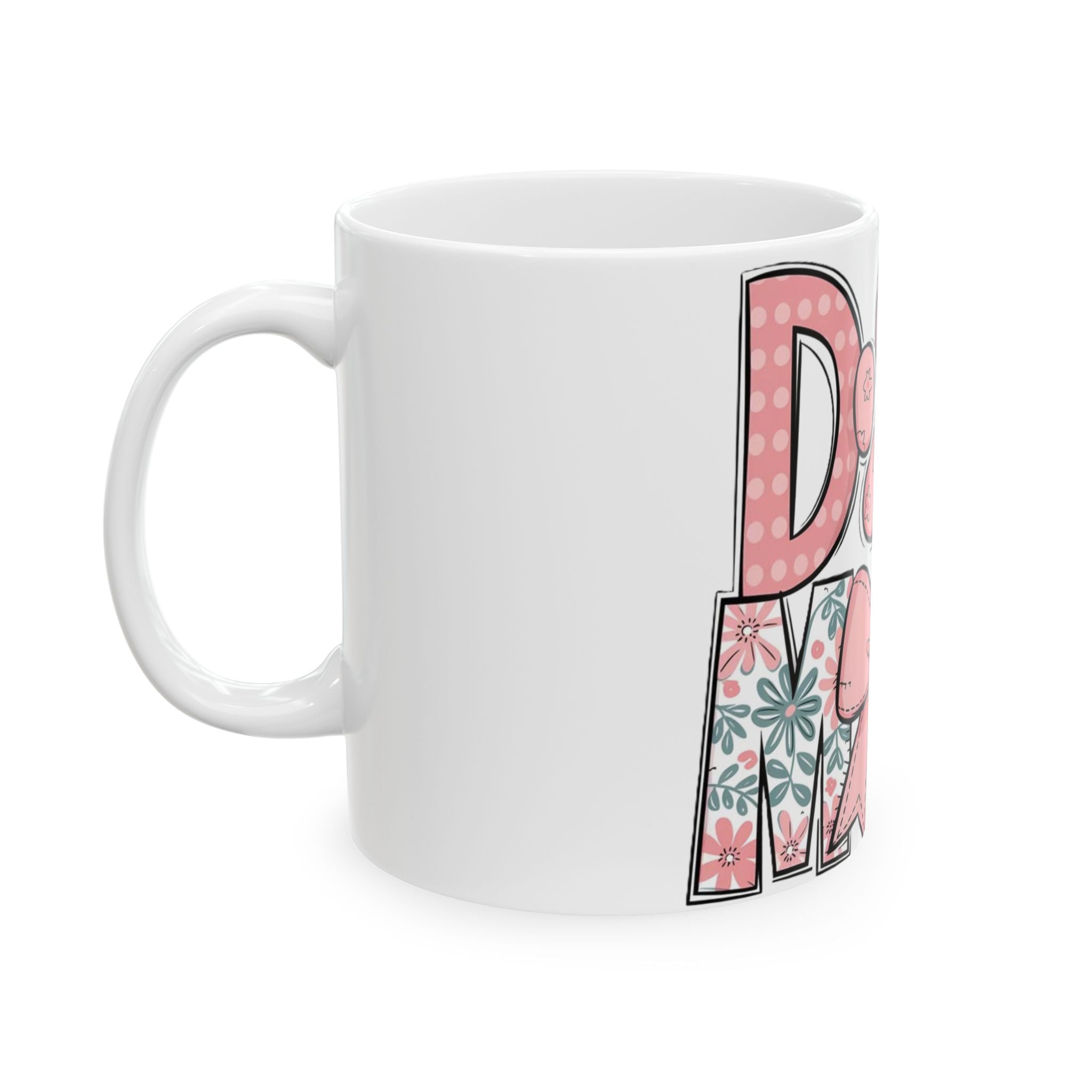 Dog Mom Pink Paw Ceramic Mug — Cute Floral 11oz/15oz Gift