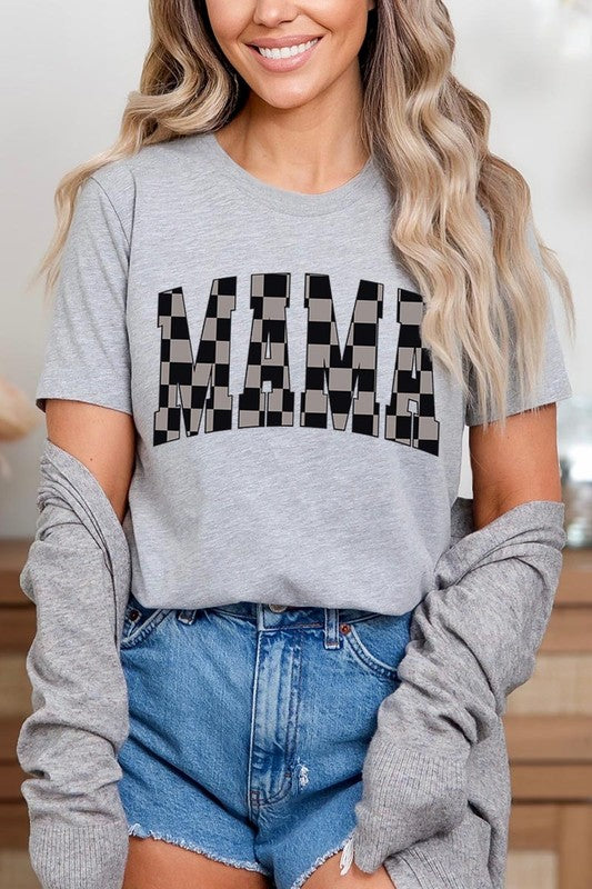 MAMA Checkered Mothers Day Graphic T Shirts