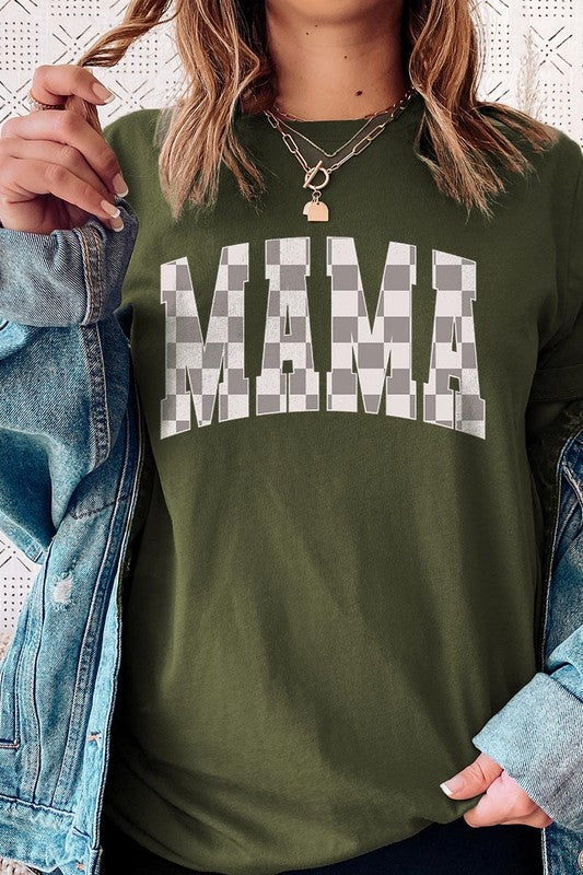 MAMA Checkered Mothers Day Graphic T Shirts