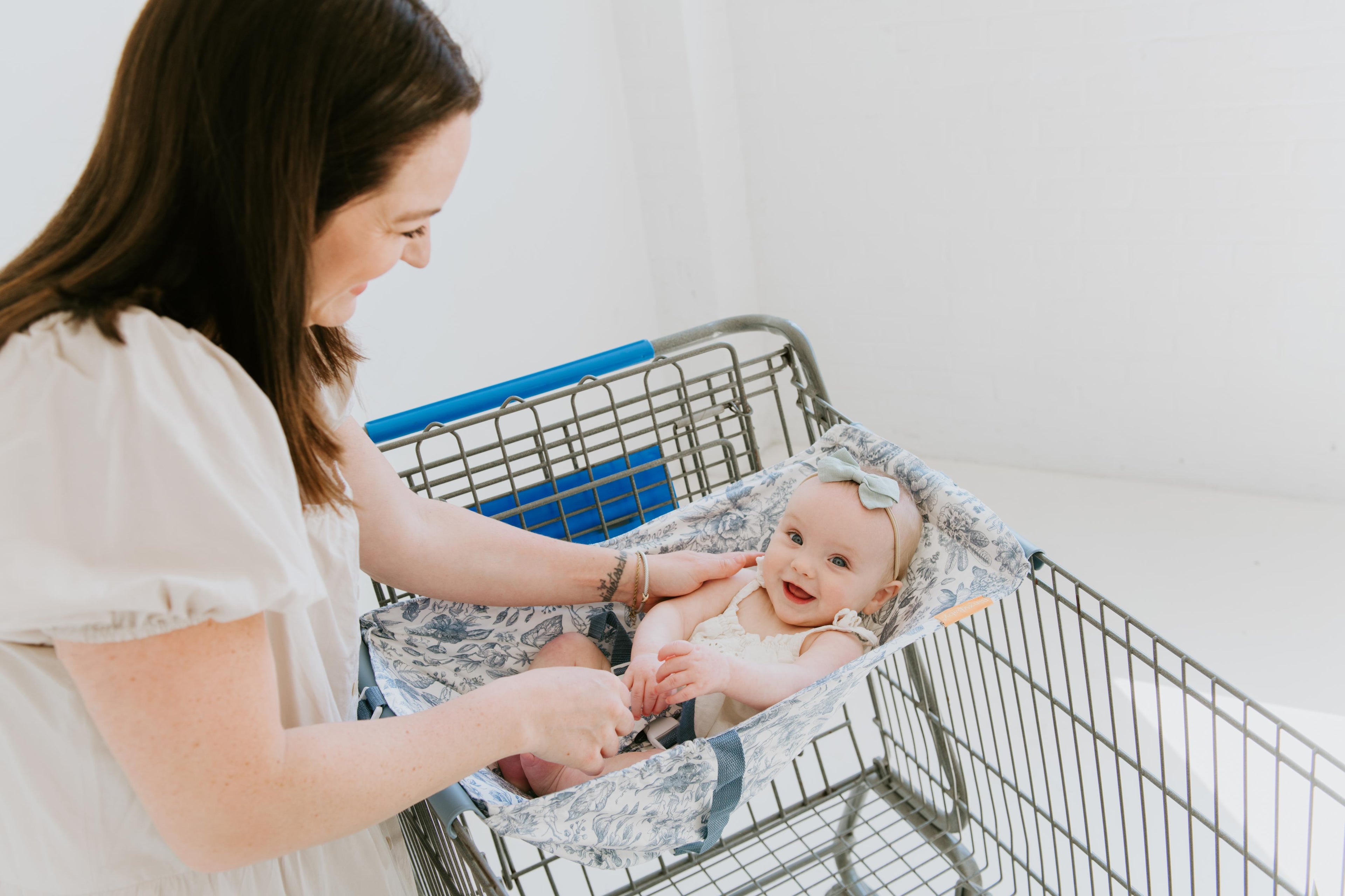 Baby Shopping Cart Hammock | Heritage Blue Vintage Floral