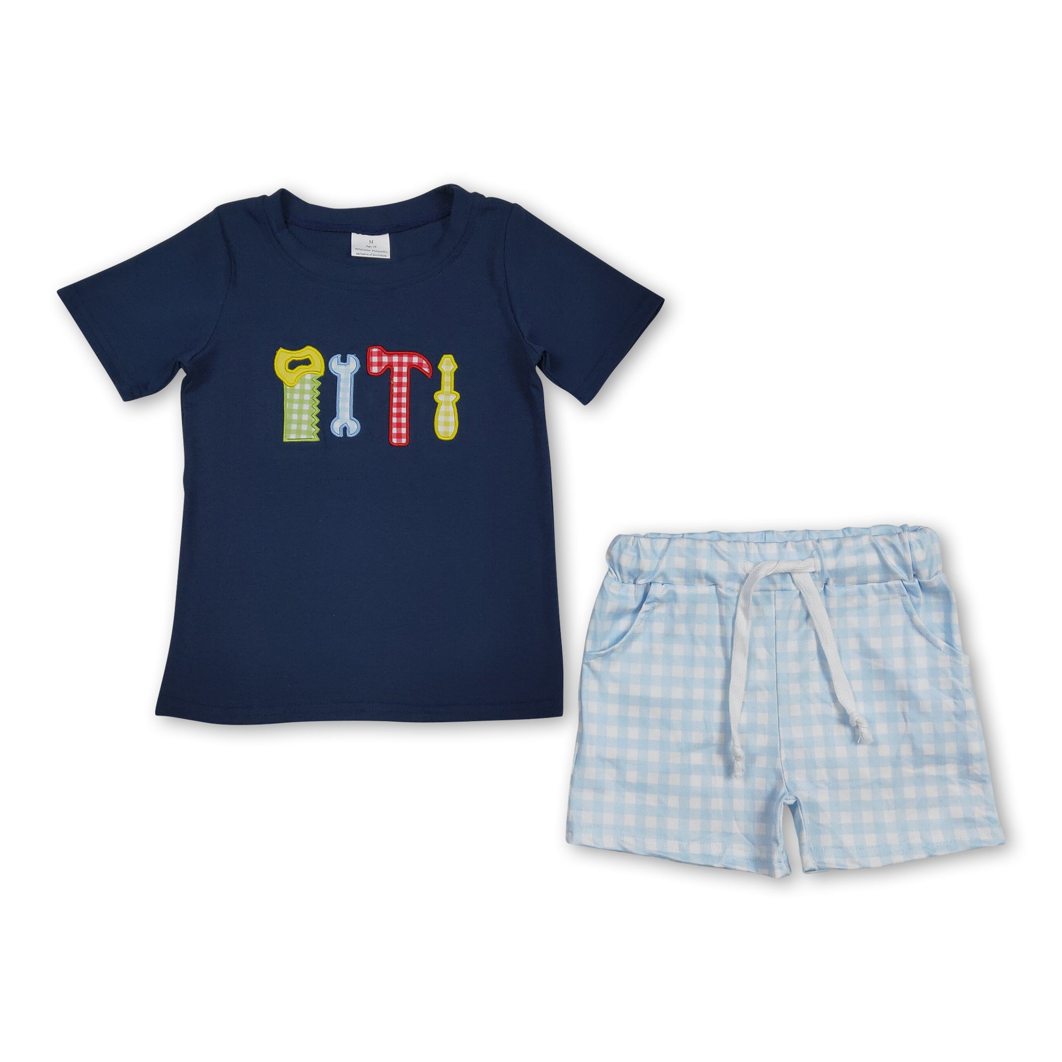 Short sleeves navy tools baby boys clothes