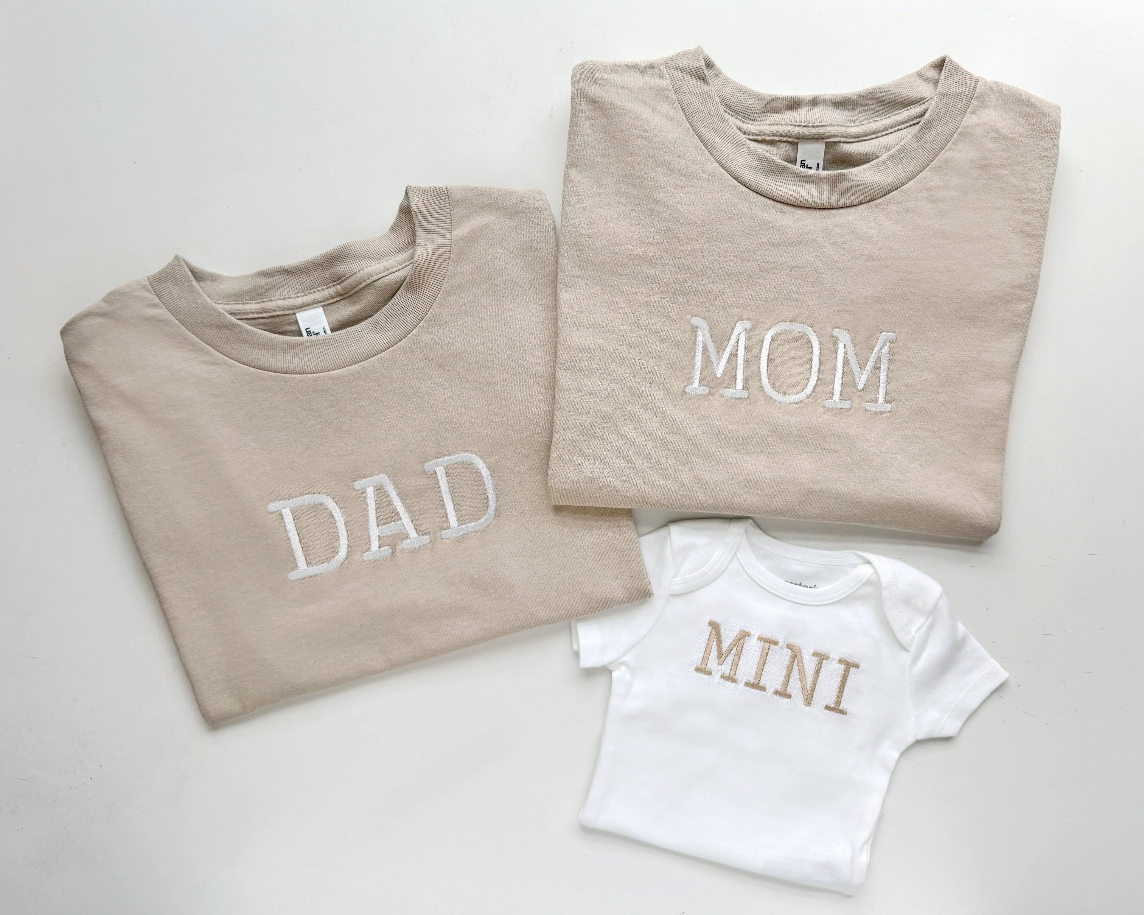Custom Mom, Dad and Baby Embroidered Matching Family Shirts